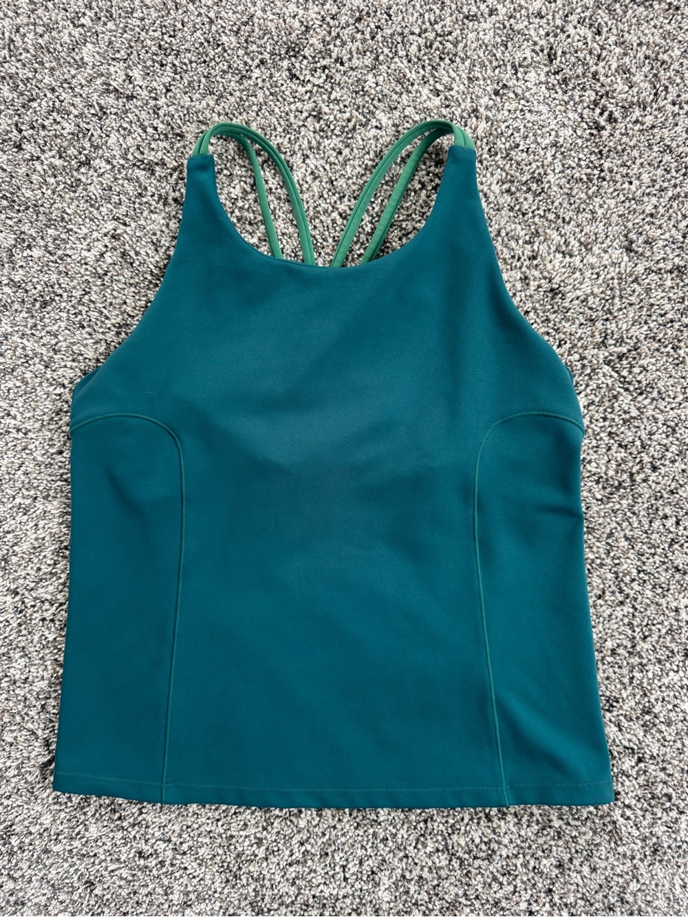 Title Nine Teal Athletic Tank with Light Green Straps